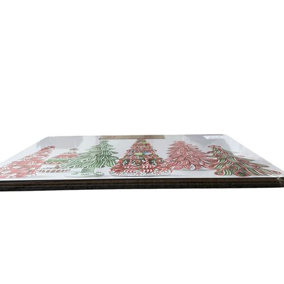 Candy Christmas Tree Cork Backed Placemats 12x16 Set of 4 Pop of Color Holiday - Picture 13 of 14